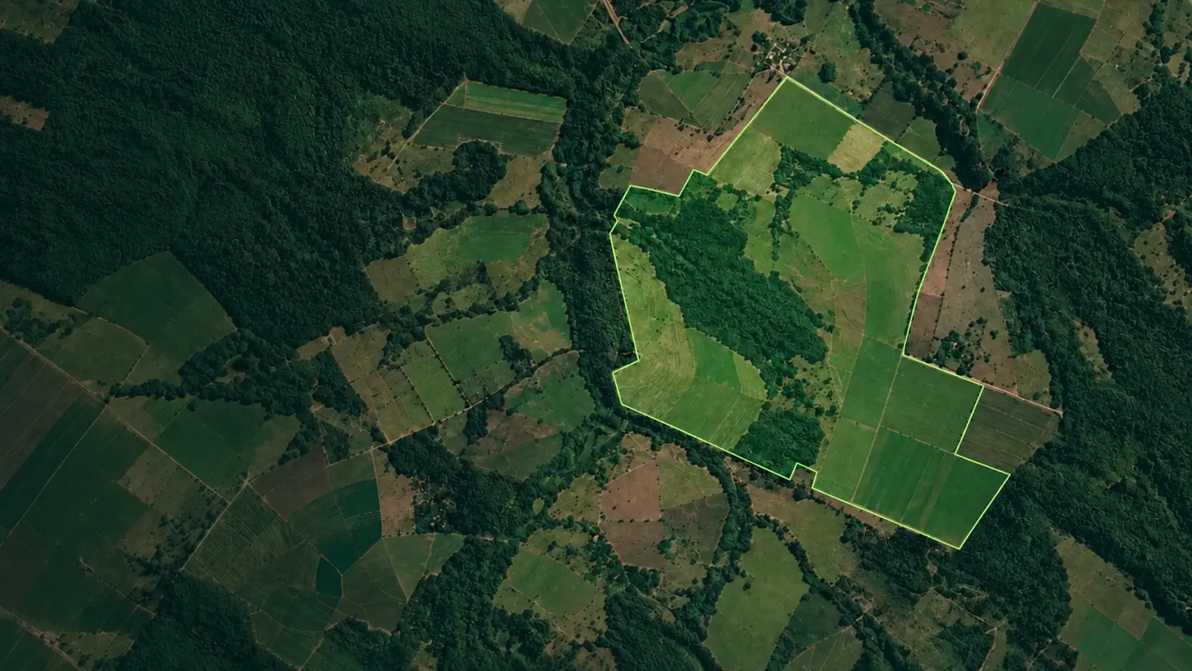 Vista aérea de uma propriedade rural selecionada para análise territorial