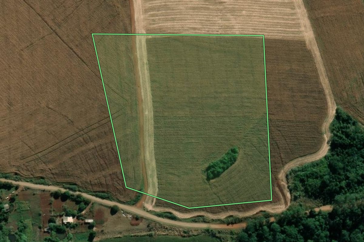 Imagem de satélite do imóvel rural em Abatiá (PR), com o contorno declarado no CAR desenhado por cima.