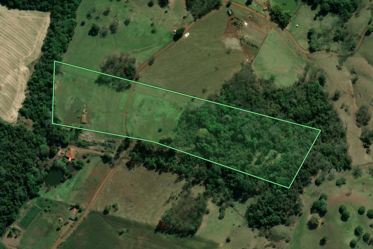 Imagem de satélite do imóvel rural em Abatiá (PR), com o contorno declarado no CAR desenhado por cima.