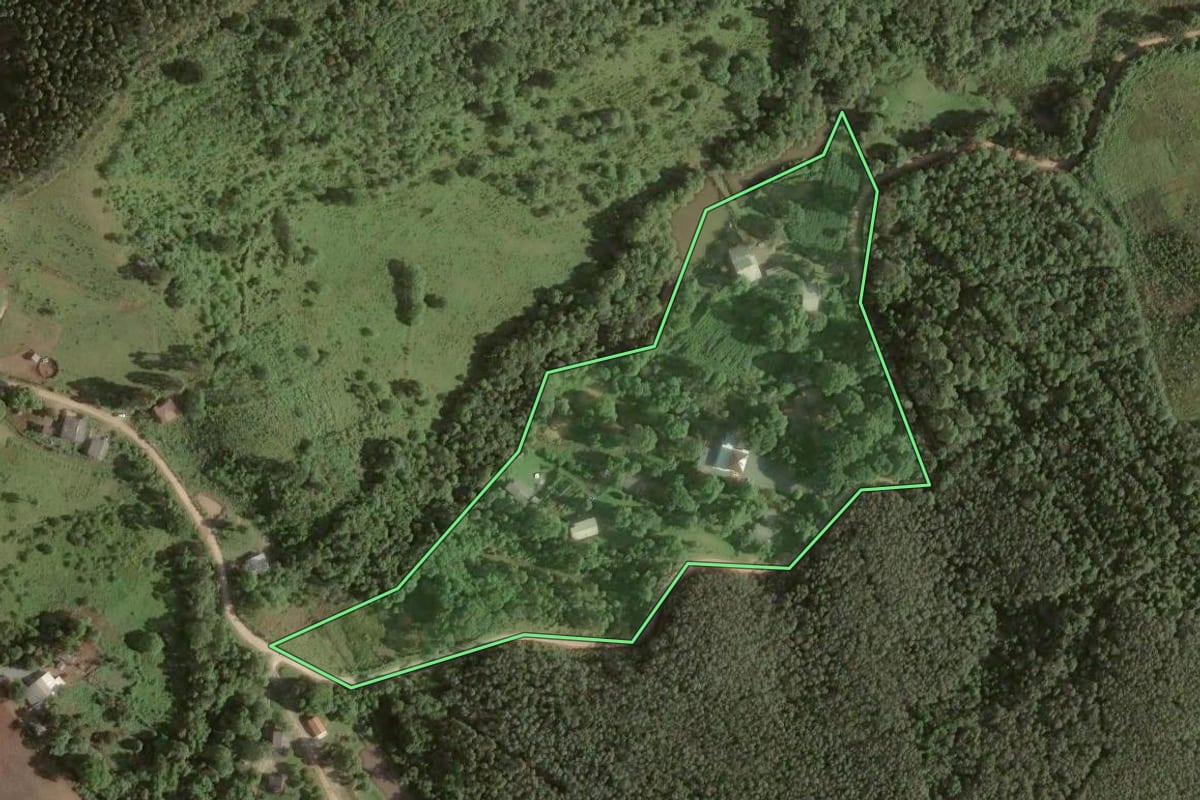 Imagem de satélite do imóvel rural em Almirante Tamandaré (PR), com o contorno declarado no CAR desenhado por cima.