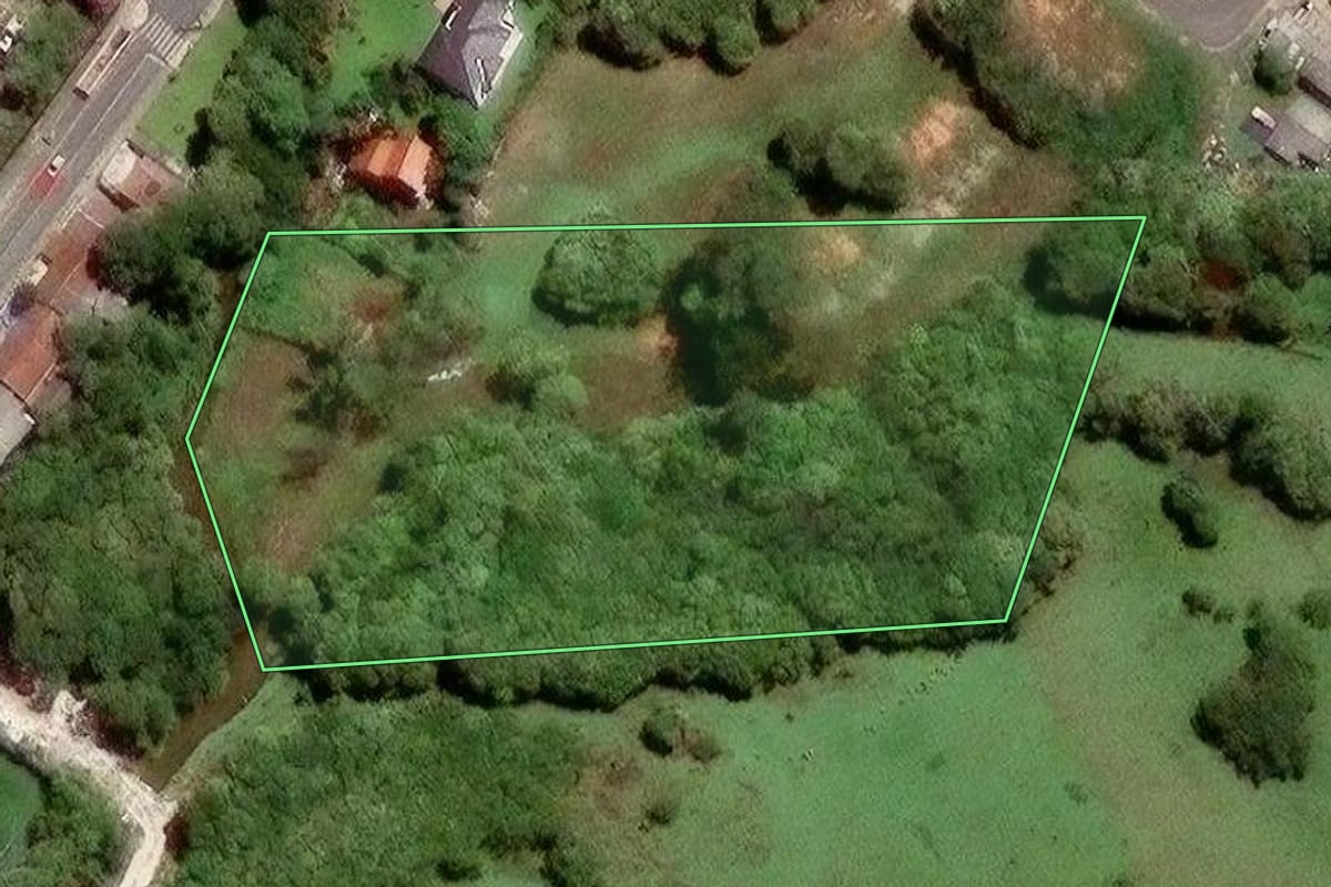 Imagem de satélite do imóvel rural em Almirante Tamandaré (PR), com o contorno declarado no CAR desenhado por cima.