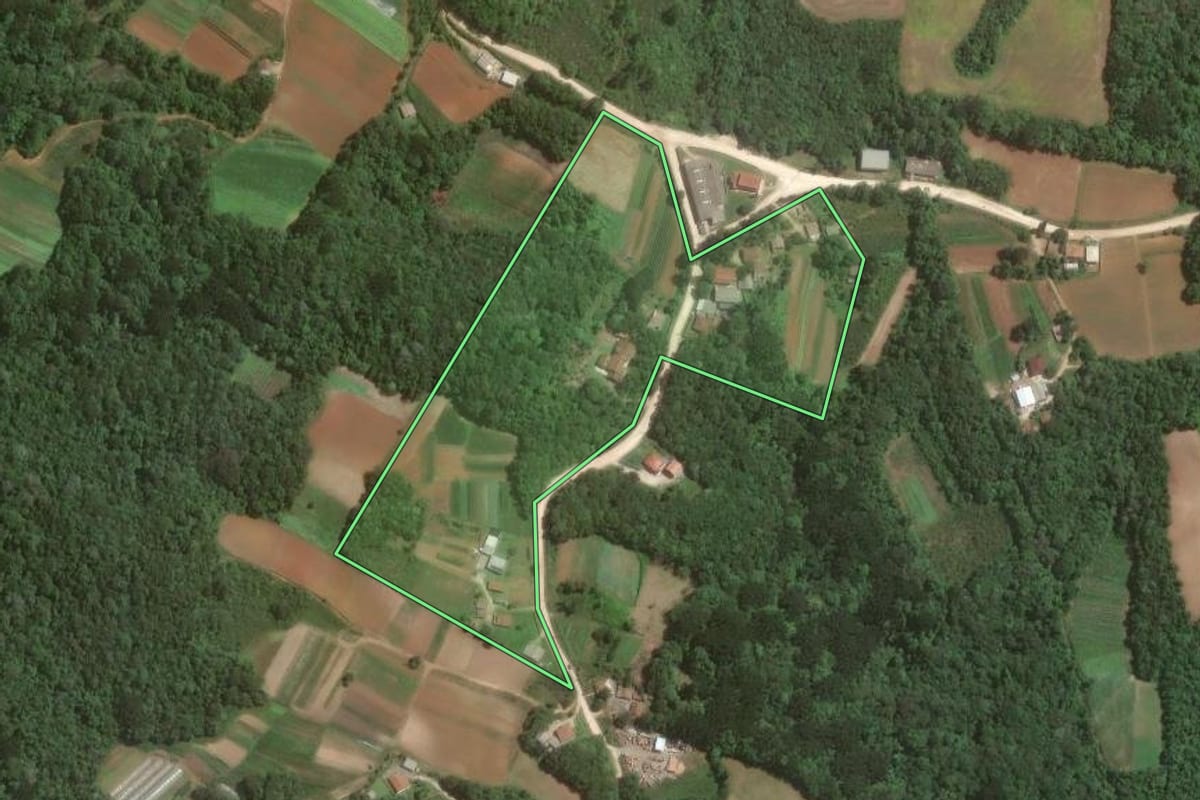 Imagem de satélite do imóvel rural em Almirante Tamandaré (PR), com o contorno declarado no CAR desenhado por cima.