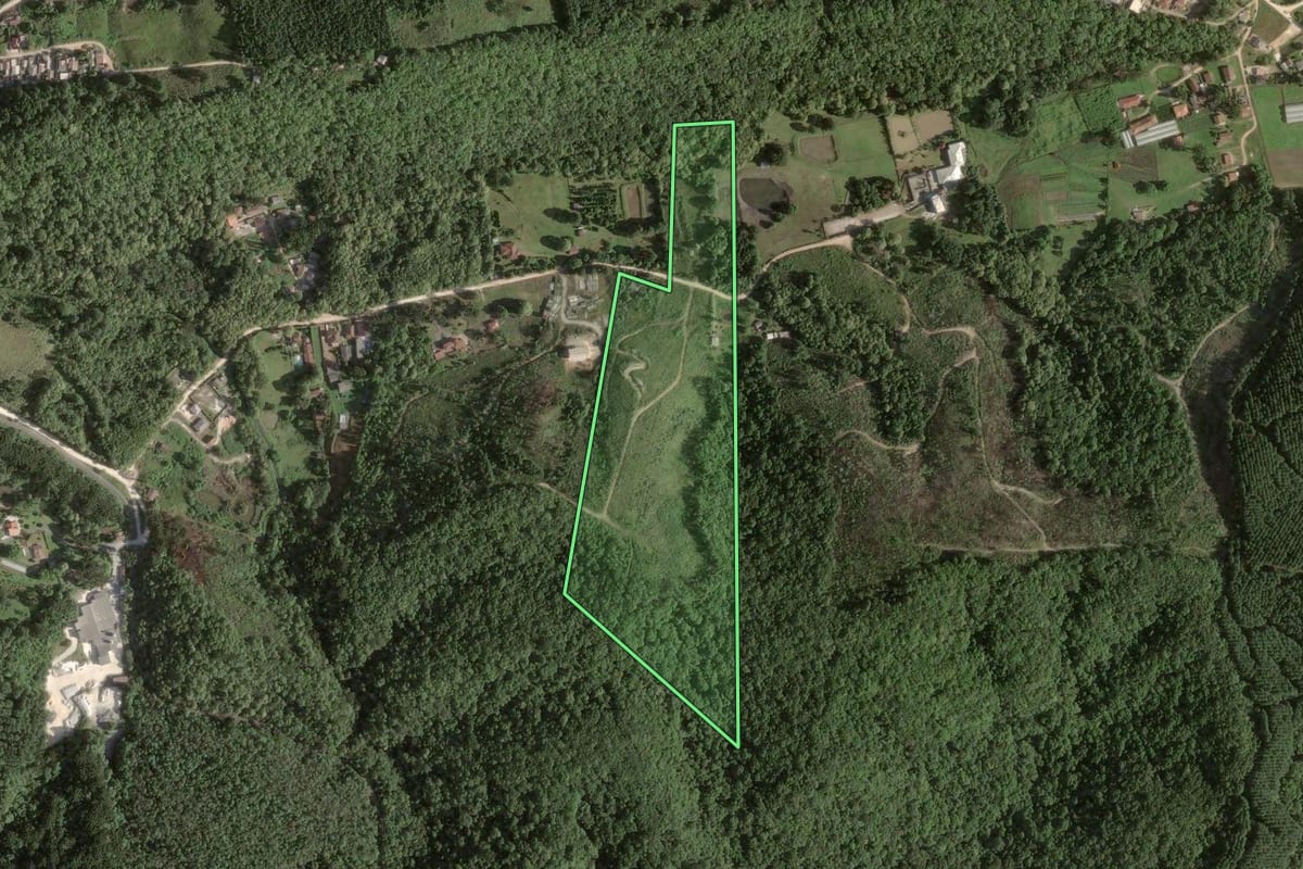 Imagem de satélite do imóvel rural em Almirante Tamandaré (PR), com o contorno declarado no CAR desenhado por cima.