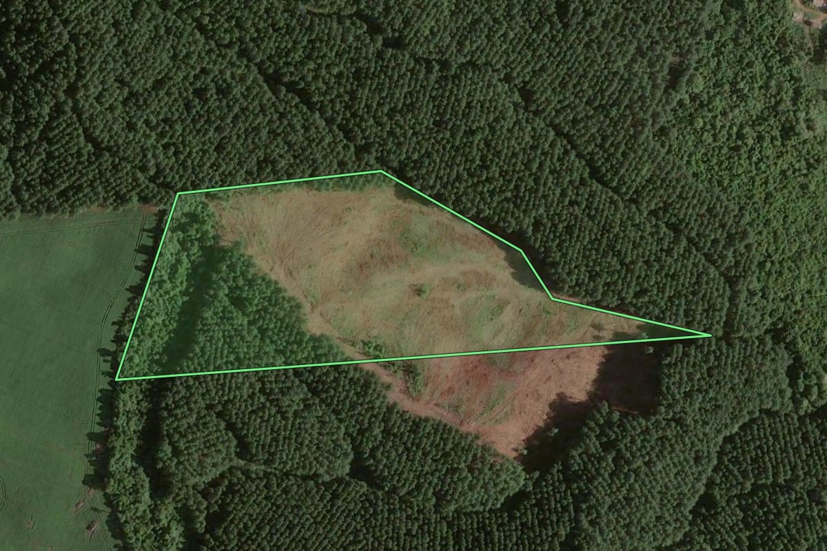 Imagem de satélite do imóvel rural em Almirante Tamandaré (PR), com o contorno declarado no CAR desenhado por cima.