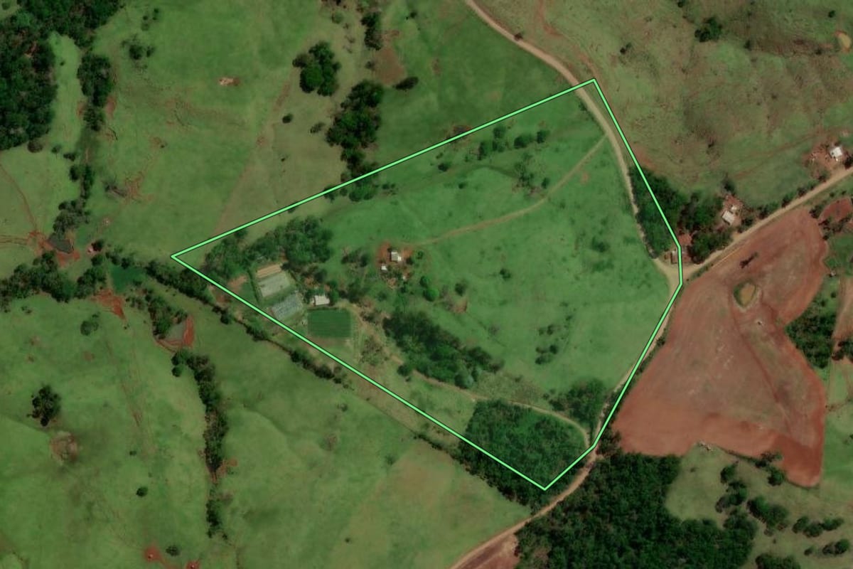 Imagem de satélite do imóvel rural em Altamira do Paraná (PR), com o contorno declarado no CAR desenhado por cima.