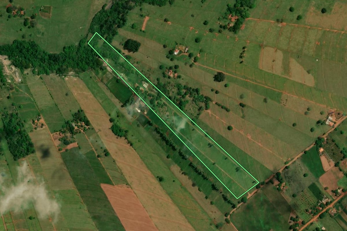 Imagem de satélite do imóvel rural em Altônia (PR), com o contorno declarado no CAR desenhado por cima.