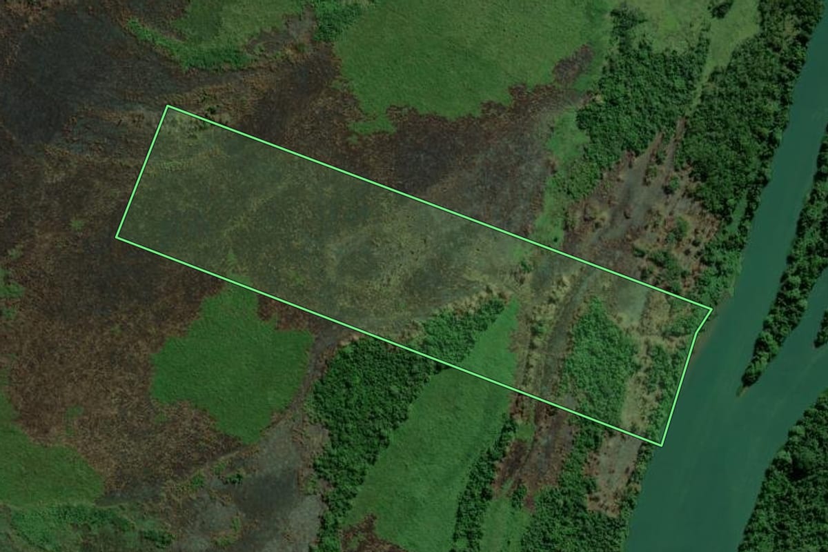 Imagem de satélite do imóvel rural em Altônia (PR), com o contorno declarado no CAR desenhado por cima.