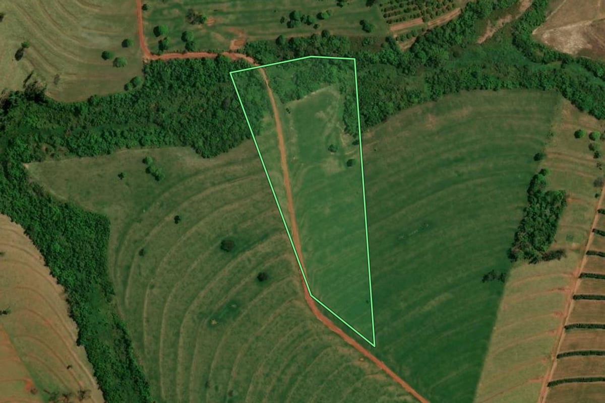 Imagem de satélite do imóvel rural em Altônia (PR), com o contorno declarado no CAR desenhado por cima.