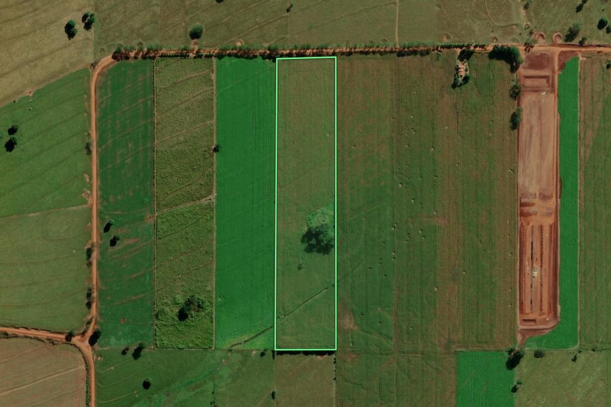 Imagem de satélite do imóvel rural em Altônia (PR), com o contorno declarado no CAR desenhado por cima.