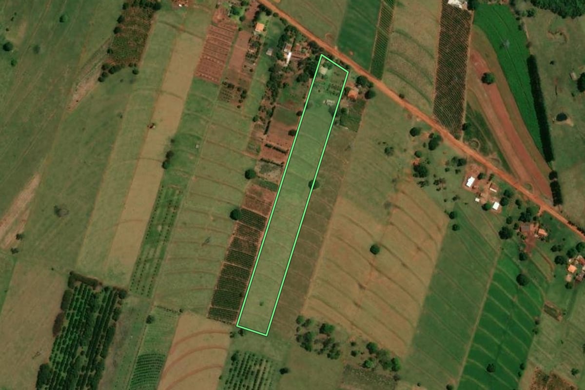 Imagem de satélite do imóvel rural em Altônia (PR), com o contorno declarado no CAR desenhado por cima.