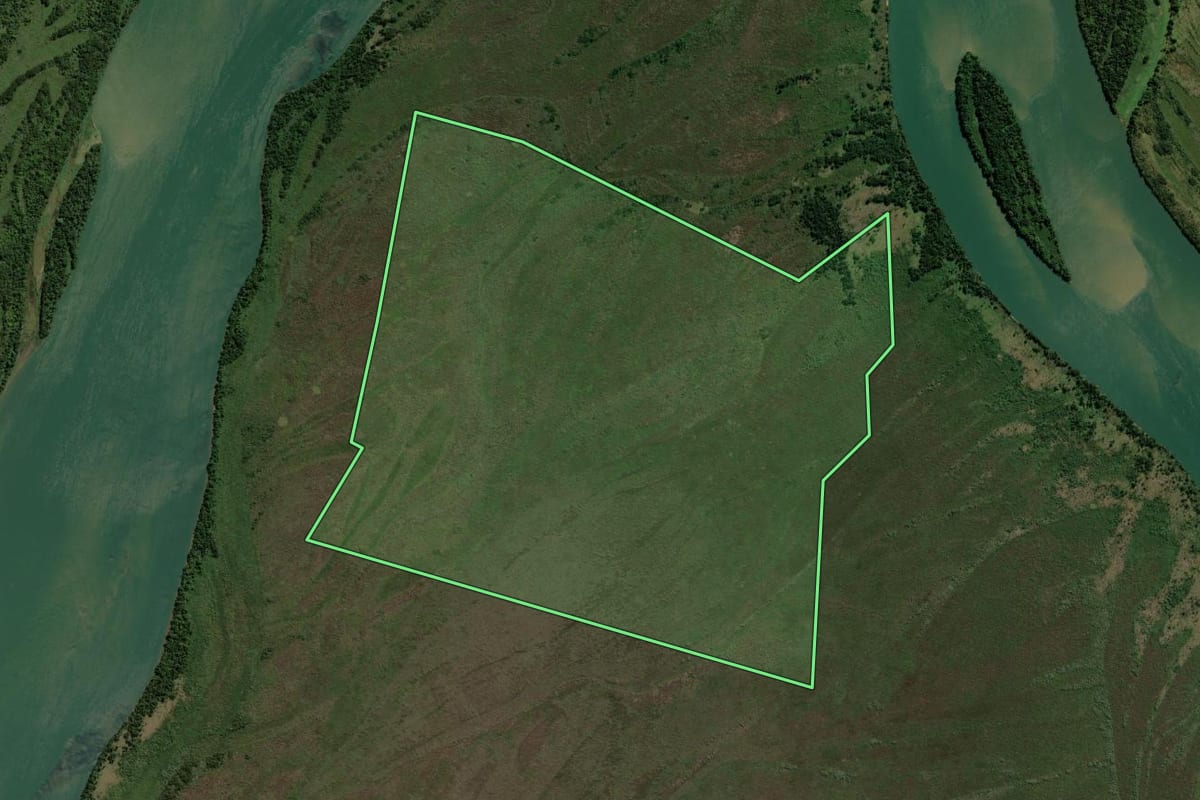Imagem de satélite do imóvel rural em Altônia (PR), com o contorno declarado no CAR desenhado por cima.