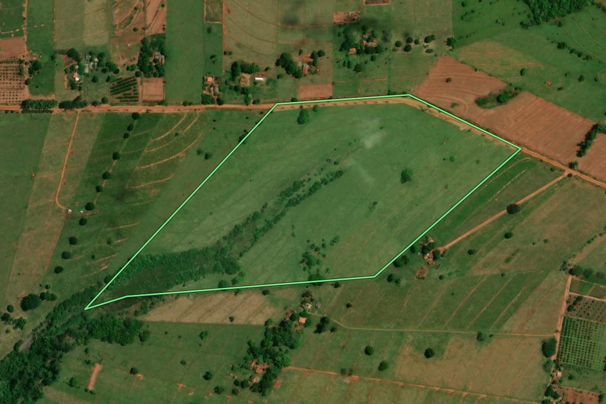 Imagem de satélite do imóvel rural em Altônia (PR), com o contorno declarado no CAR desenhado por cima.