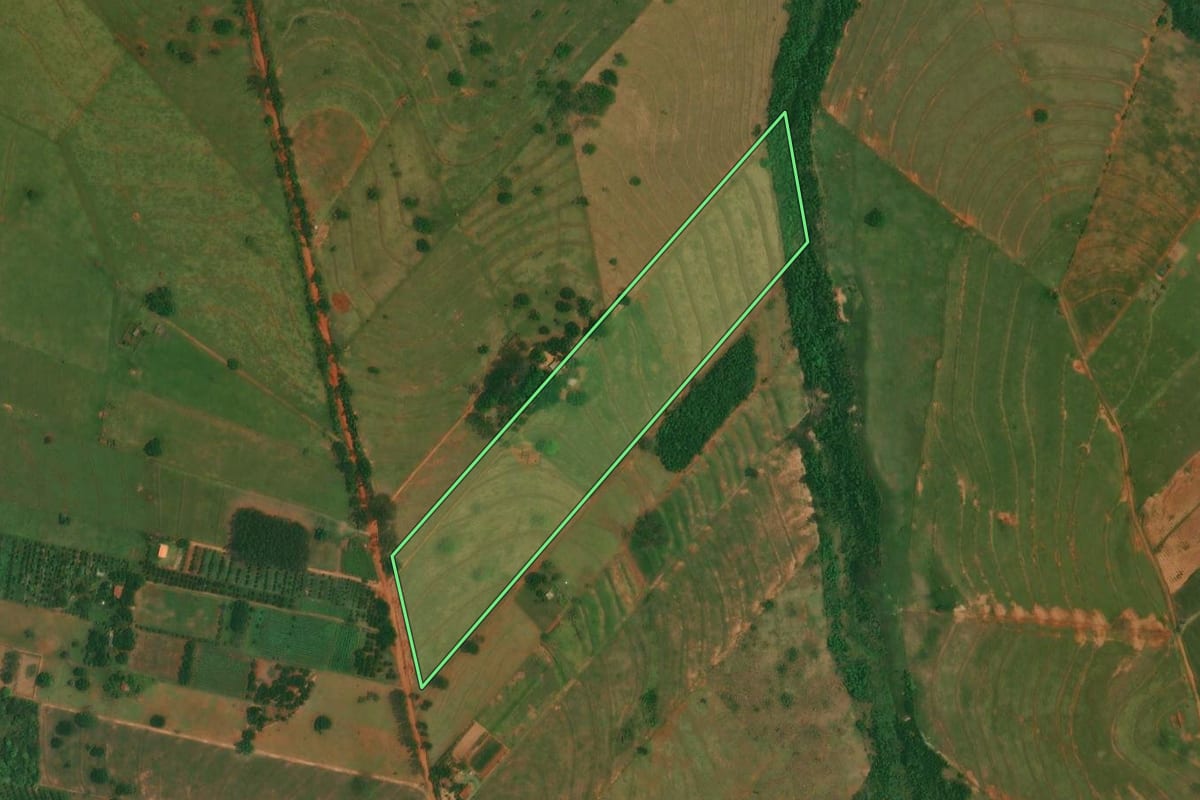 Imagem de satélite do imóvel rural em Altônia (PR), com o contorno declarado no CAR desenhado por cima.