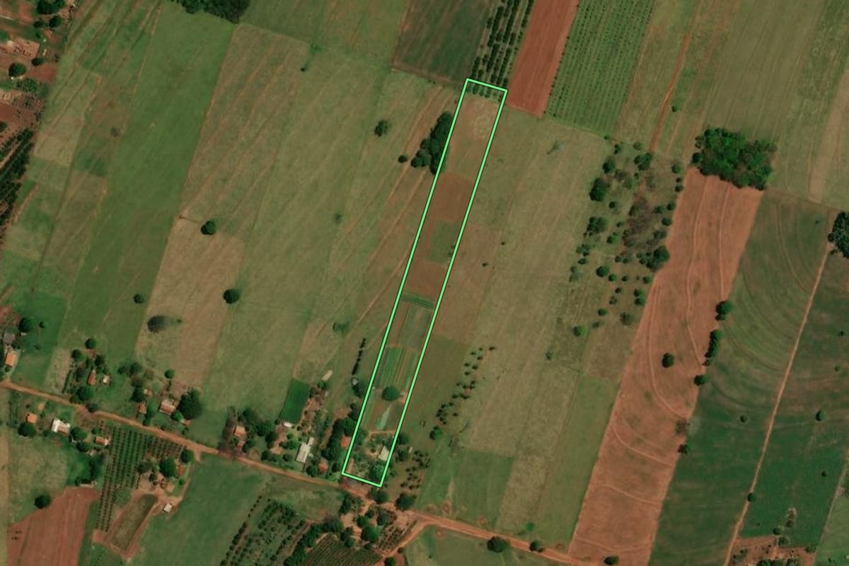 Imagem de satélite do imóvel rural em Altônia (PR), com o contorno declarado no CAR desenhado por cima.