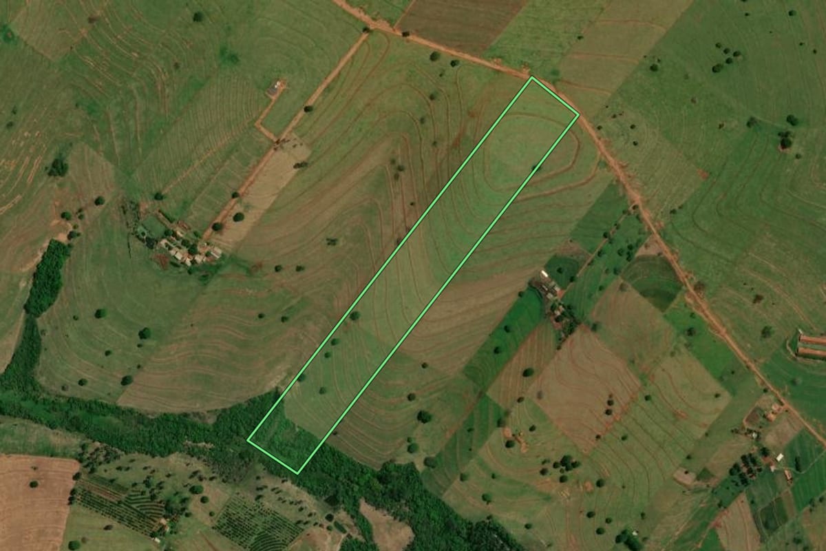 Imagem de satélite do imóvel rural em Altônia (PR), com o contorno declarado no CAR desenhado por cima.
