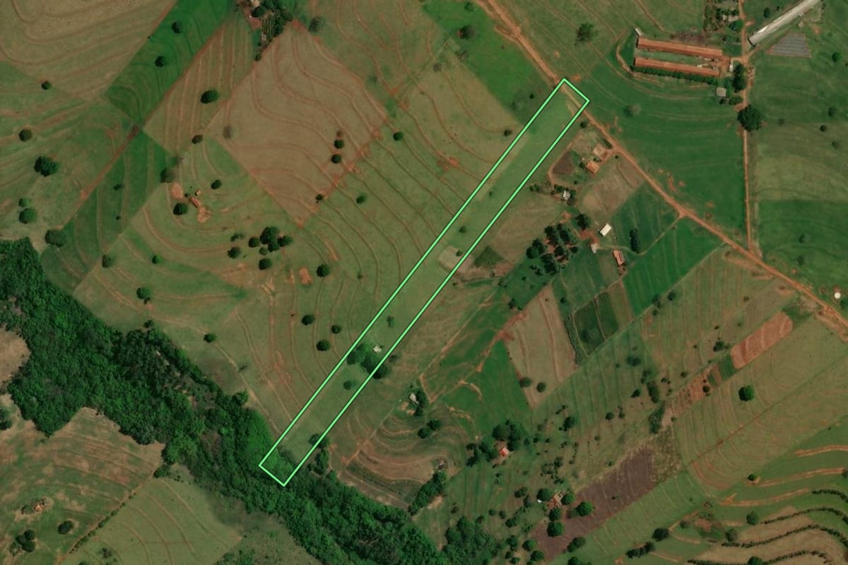 Imagem de satélite do imóvel rural em Altônia (PR), com o contorno declarado no CAR desenhado por cima.