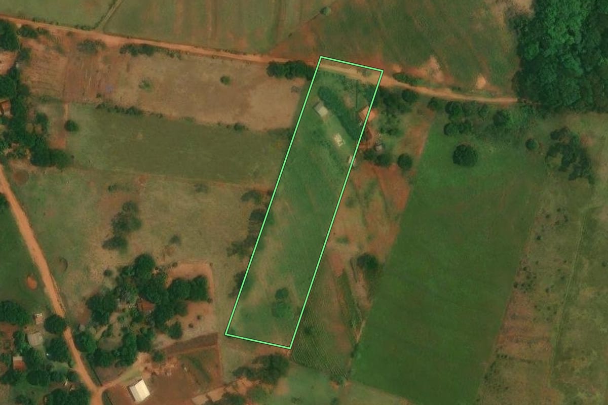 Imagem de satélite do imóvel rural em Altônia (PR), com o contorno declarado no CAR desenhado por cima.