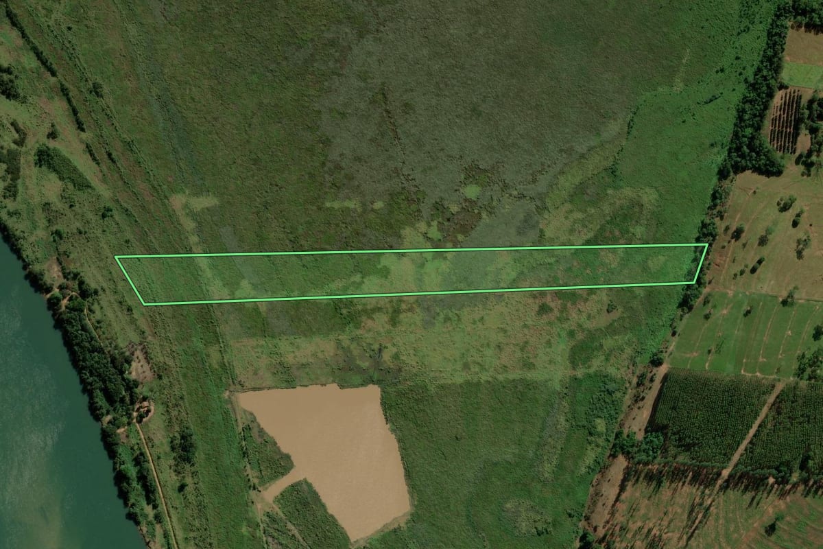Imagem de satélite do imóvel rural em Altônia (PR), com o contorno declarado no CAR desenhado por cima.