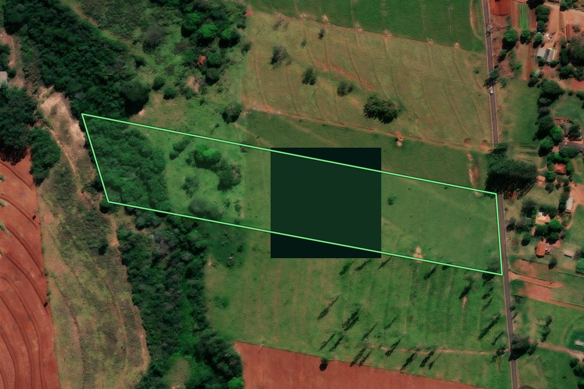 Imagem de satélite do imóvel rural em Alto Paraná (PR), com o contorno declarado no CAR desenhado por cima.