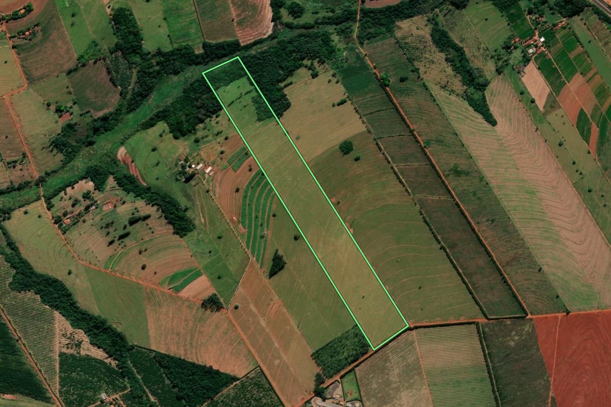 Imagem de satélite do imóvel rural em Alto Paraná (PR), com o contorno declarado no CAR desenhado por cima.