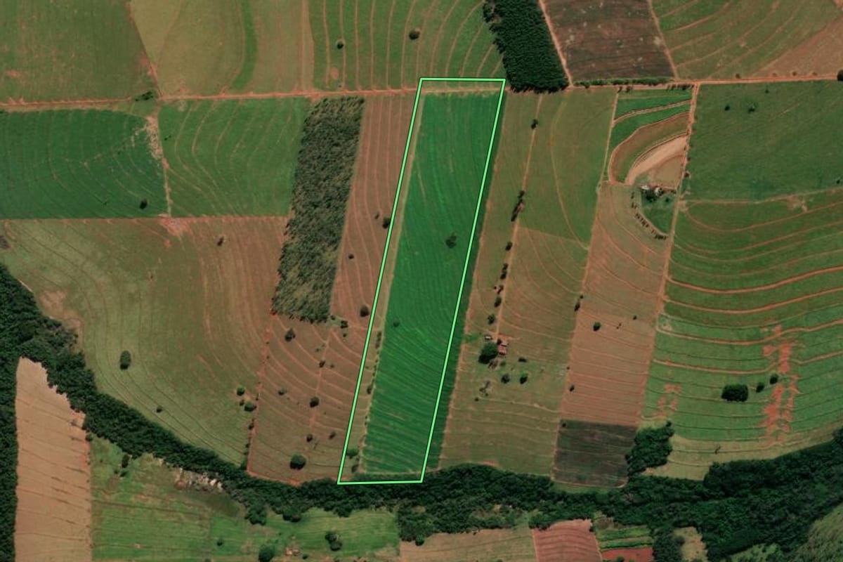 Imagem de satélite do imóvel rural em Alto Paraná (PR), com o contorno declarado no CAR desenhado por cima.
