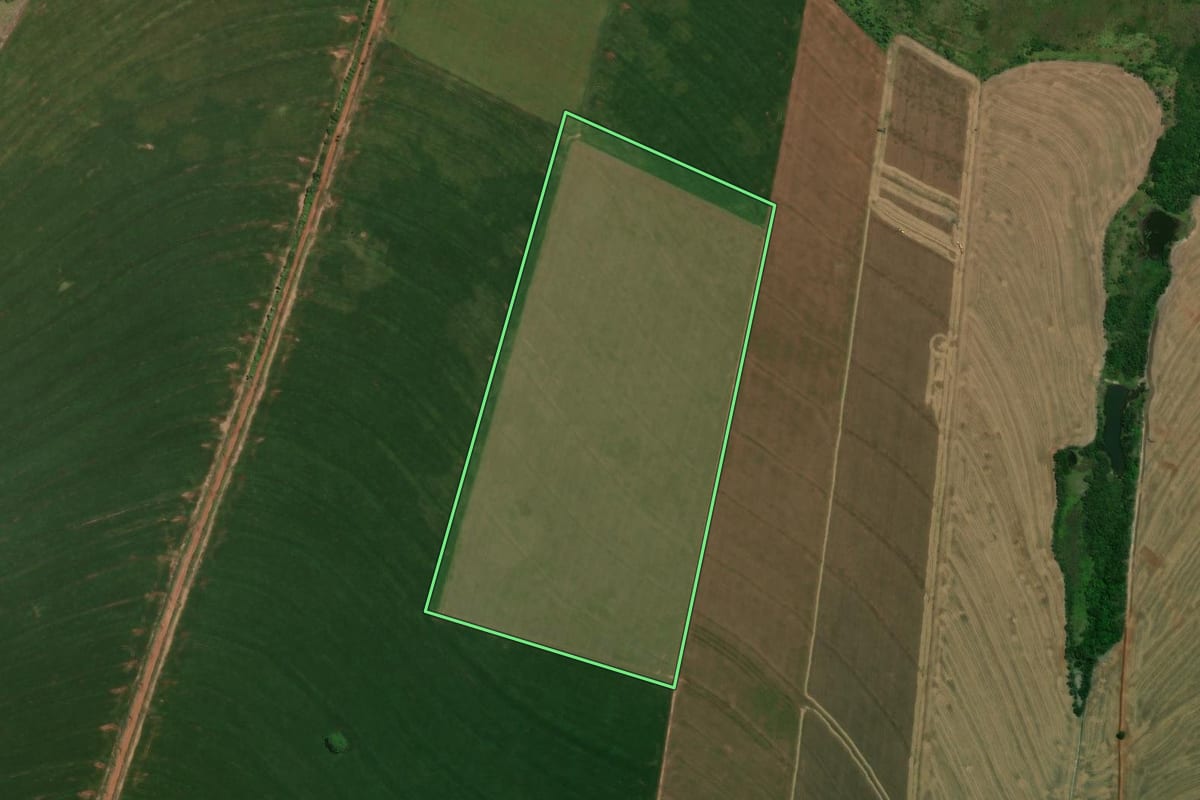 Imagem de satélite do imóvel rural em Alto Piquiri (PR), com o contorno declarado no CAR desenhado por cima.