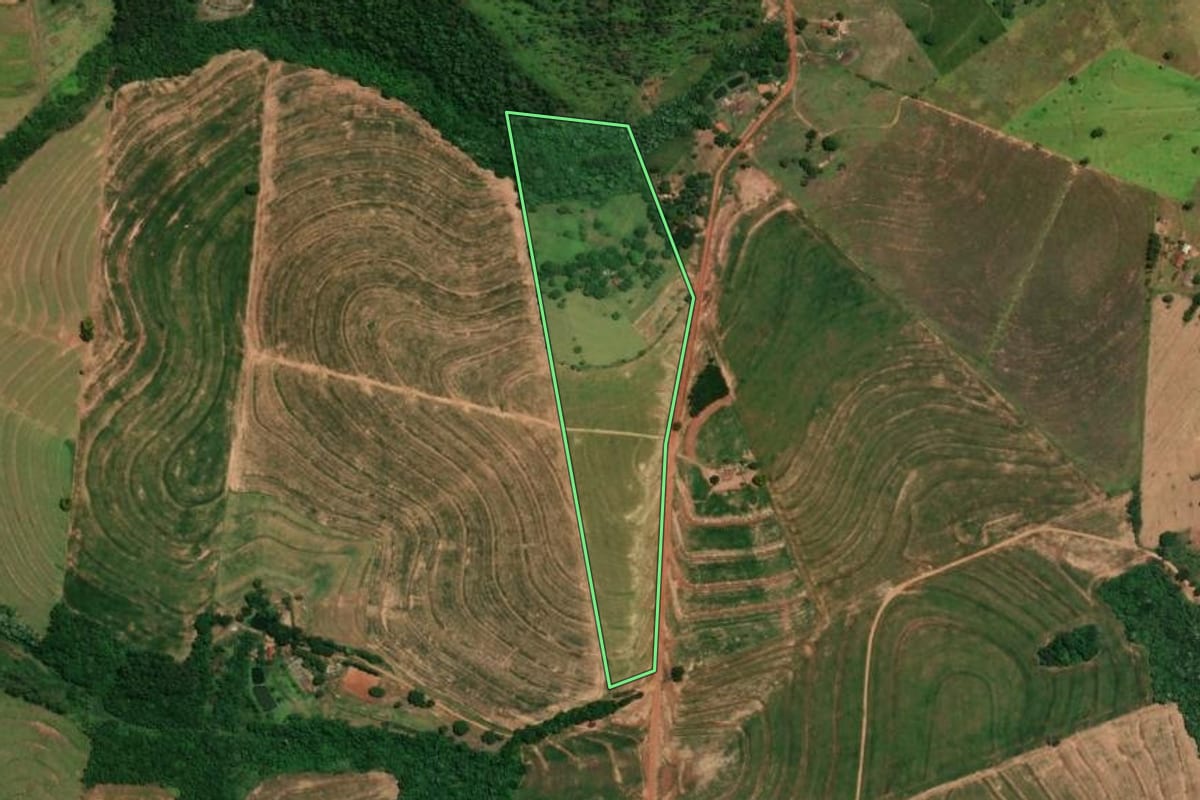 Imagem de satélite do imóvel rural em Alto Piquiri (PR), com o contorno declarado no CAR desenhado por cima.