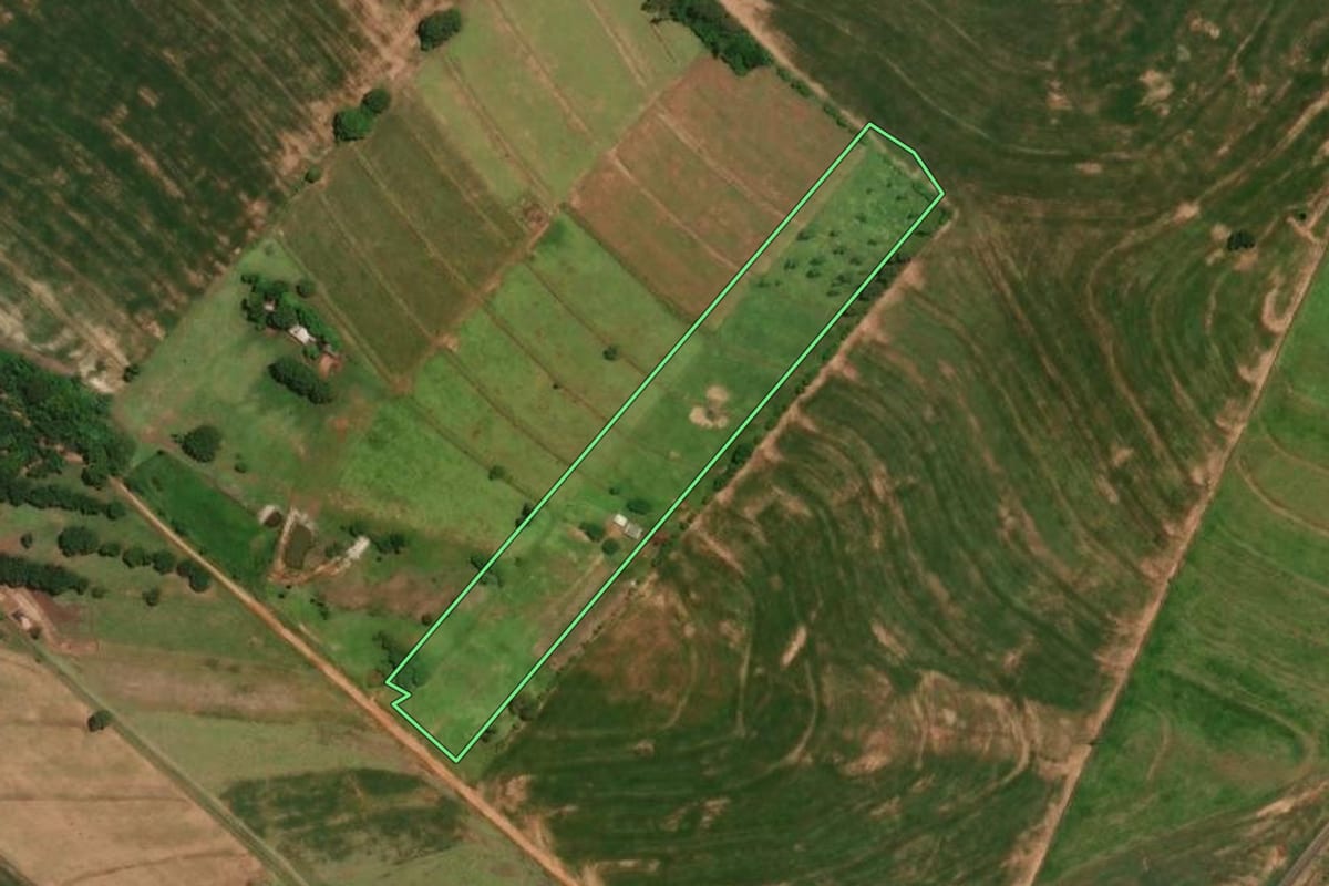 Imagem de satélite do imóvel rural em Alto Piquiri (PR), com o contorno declarado no CAR desenhado por cima.