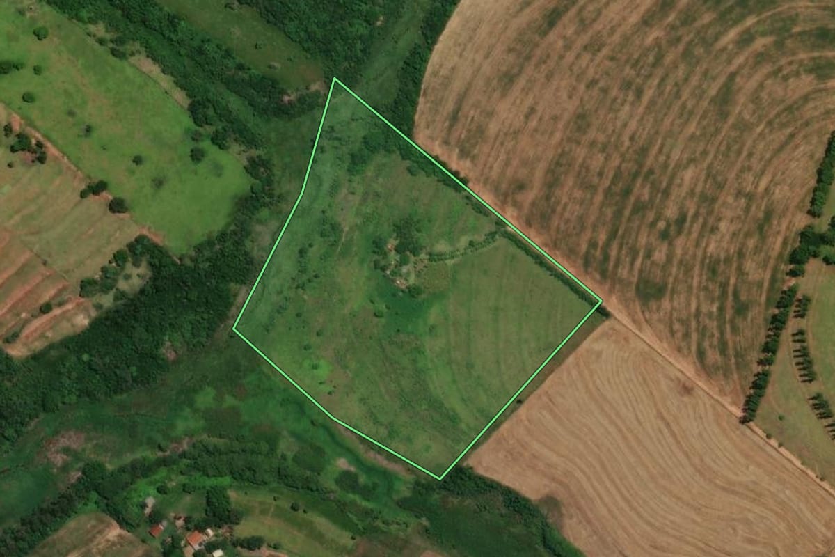 Imagem de satélite do imóvel rural em Alto Piquiri (PR), com o contorno declarado no CAR desenhado por cima.