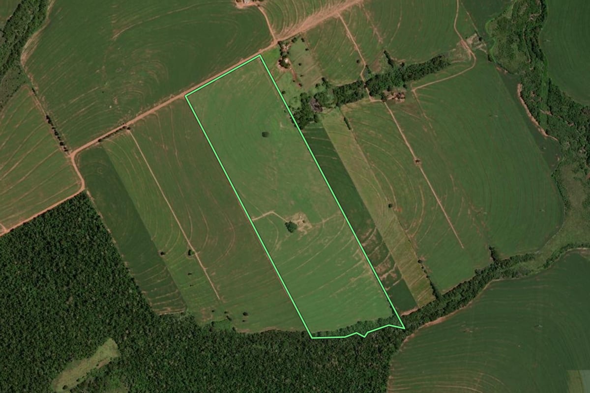 Imagem de satélite do imóvel rural em Alto Piquiri (PR), com o contorno declarado no CAR desenhado por cima.