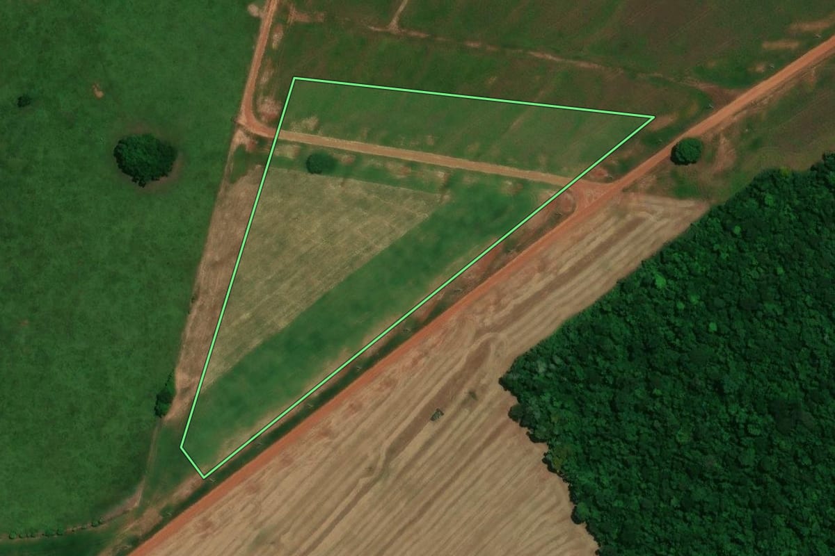 Imagem de satélite do imóvel rural em Alto Piquiri (PR), com o contorno declarado no CAR desenhado por cima.
