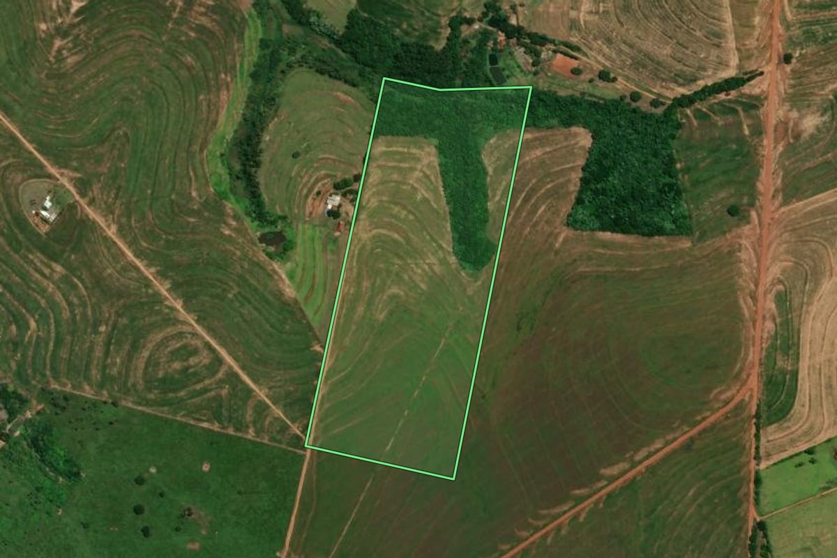 Imagem de satélite do imóvel rural em Alto Piquiri (PR), com o contorno declarado no CAR desenhado por cima.