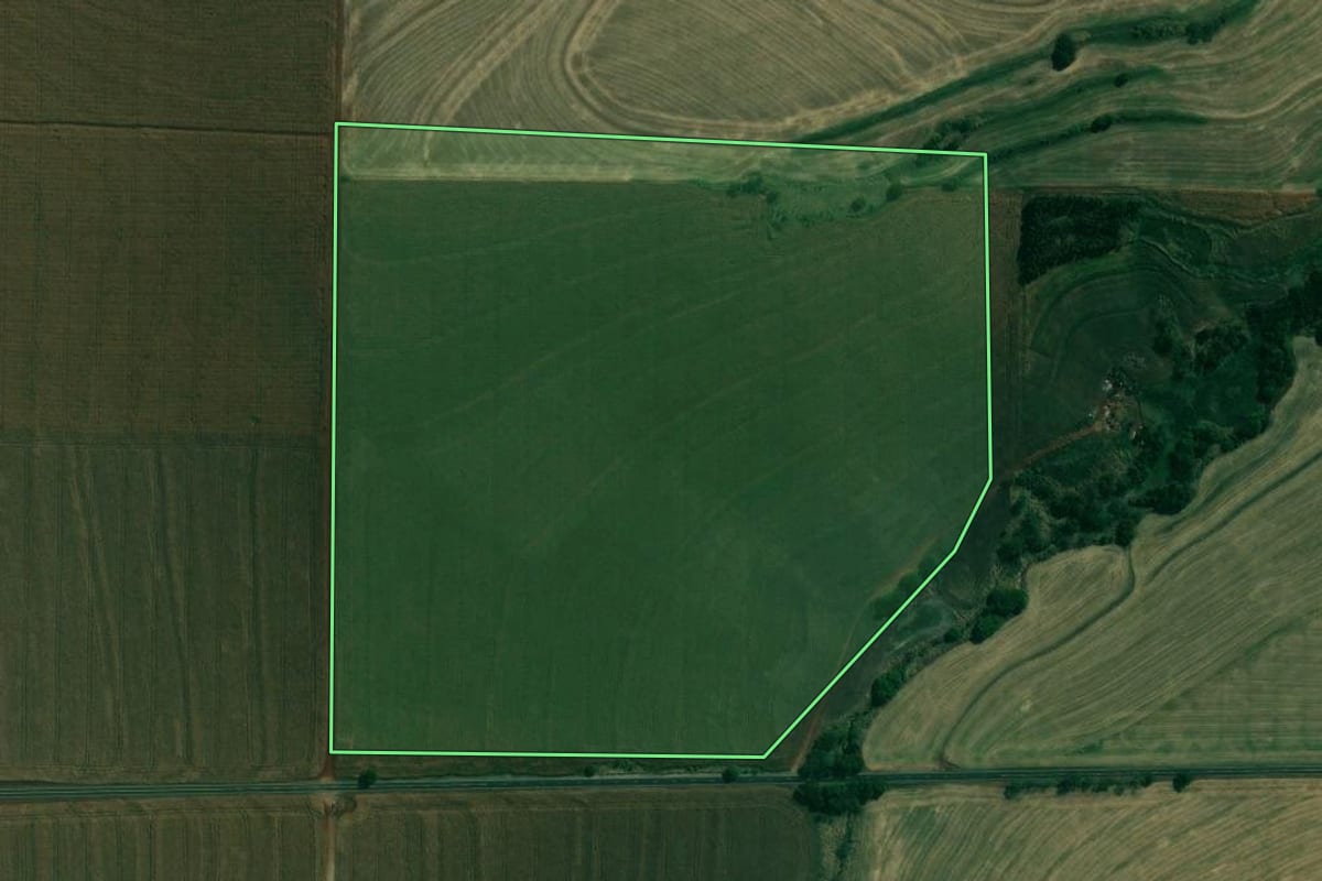 Imagem de satélite do imóvel rural em Alvorada do Sul (PR), com o contorno declarado no CAR desenhado por cima.