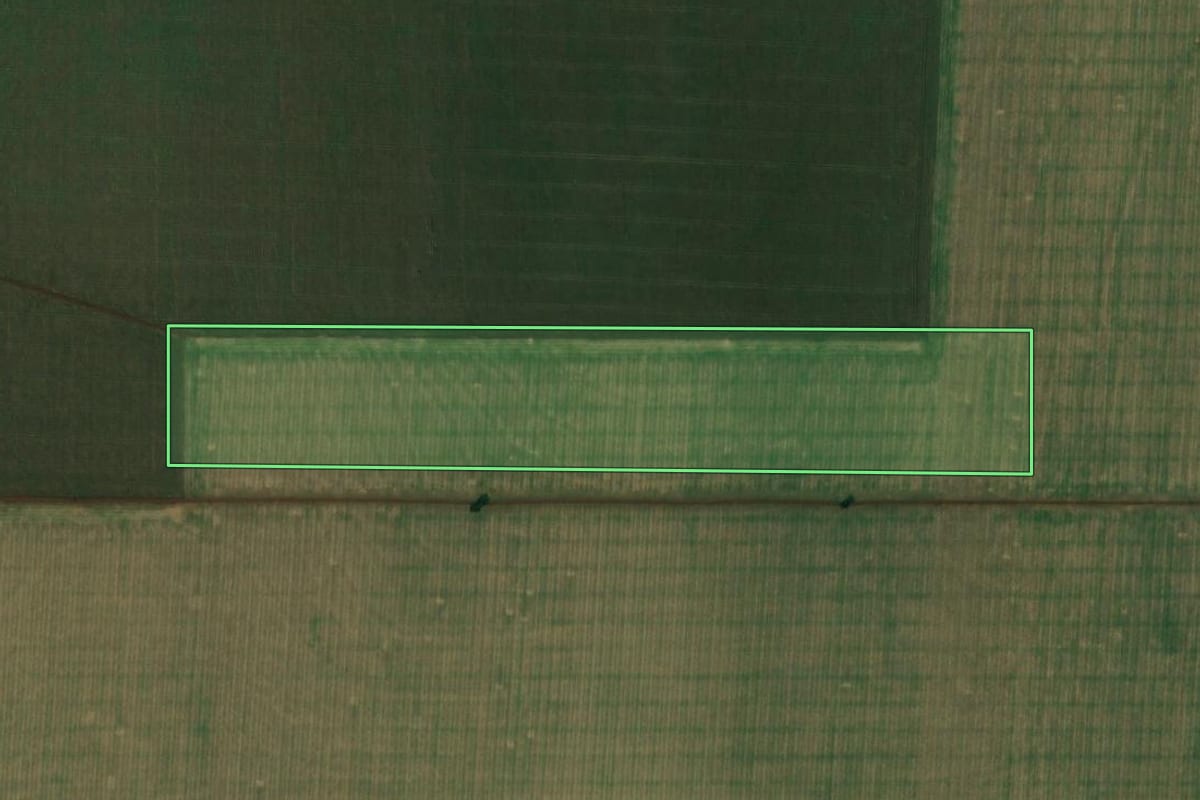 Imagem de satélite do imóvel rural em Alvorada do Sul (PR), com o contorno declarado no CAR desenhado por cima.