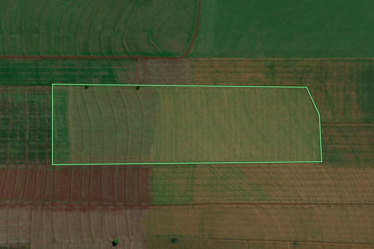 Imagem de satélite do imóvel rural em Alvorada do Sul (PR), com o contorno declarado no CAR desenhado por cima.