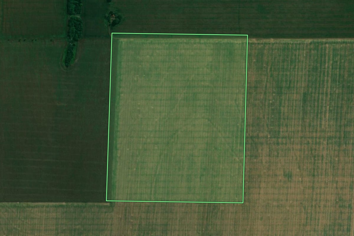 Imagem de satélite do imóvel rural em Alvorada do Sul (PR), com o contorno declarado no CAR desenhado por cima.