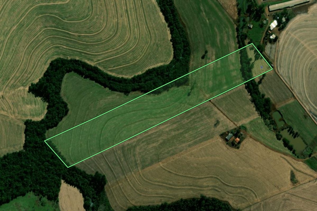 Imagem de satélite do imóvel rural em Anahy (PR), com o contorno declarado no CAR desenhado por cima.