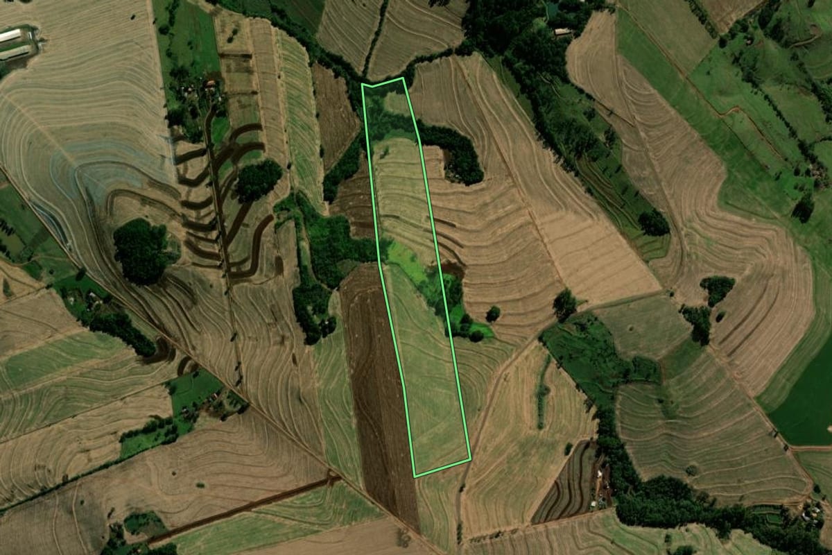 Imagem de satélite do imóvel rural em Anahy (PR), com o contorno declarado no CAR desenhado por cima.