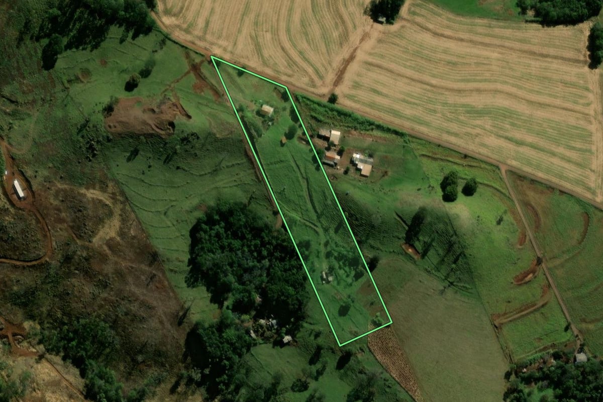 Imagem de satélite do imóvel rural em Anahy (PR), com o contorno declarado no CAR desenhado por cima.