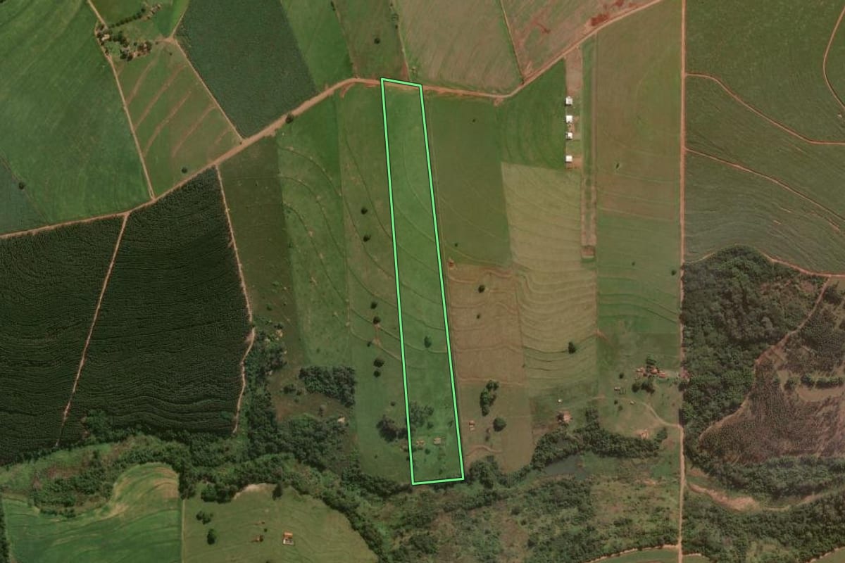 Imagem de satélite do imóvel rural em Ângulo (PR), com o contorno declarado no CAR desenhado por cima.