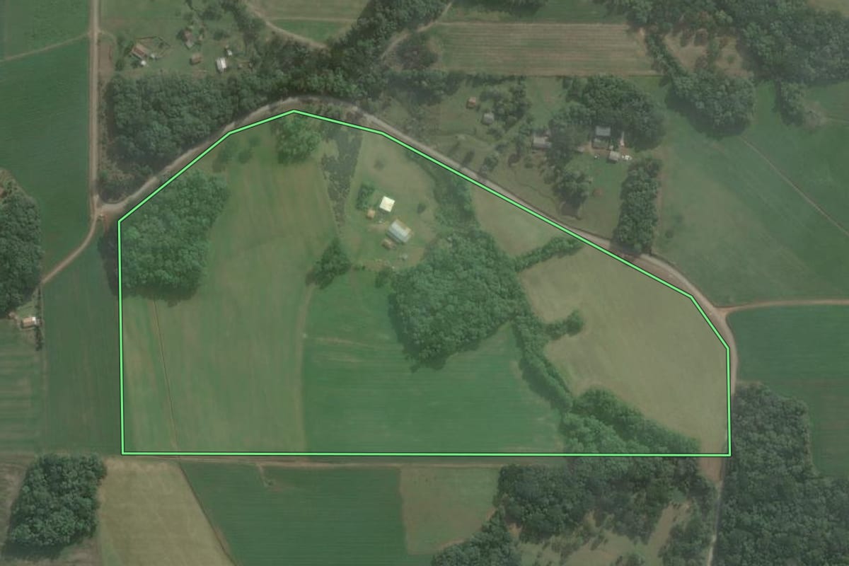 Imagem de satélite do imóvel rural em Antônio Olinto (PR), com o contorno declarado no CAR desenhado por cima.