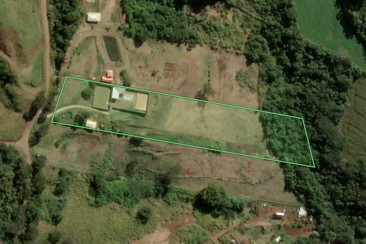 Imagem de satélite do imóvel rural em Apucarana (PR), com o contorno declarado no CAR desenhado por cima.
