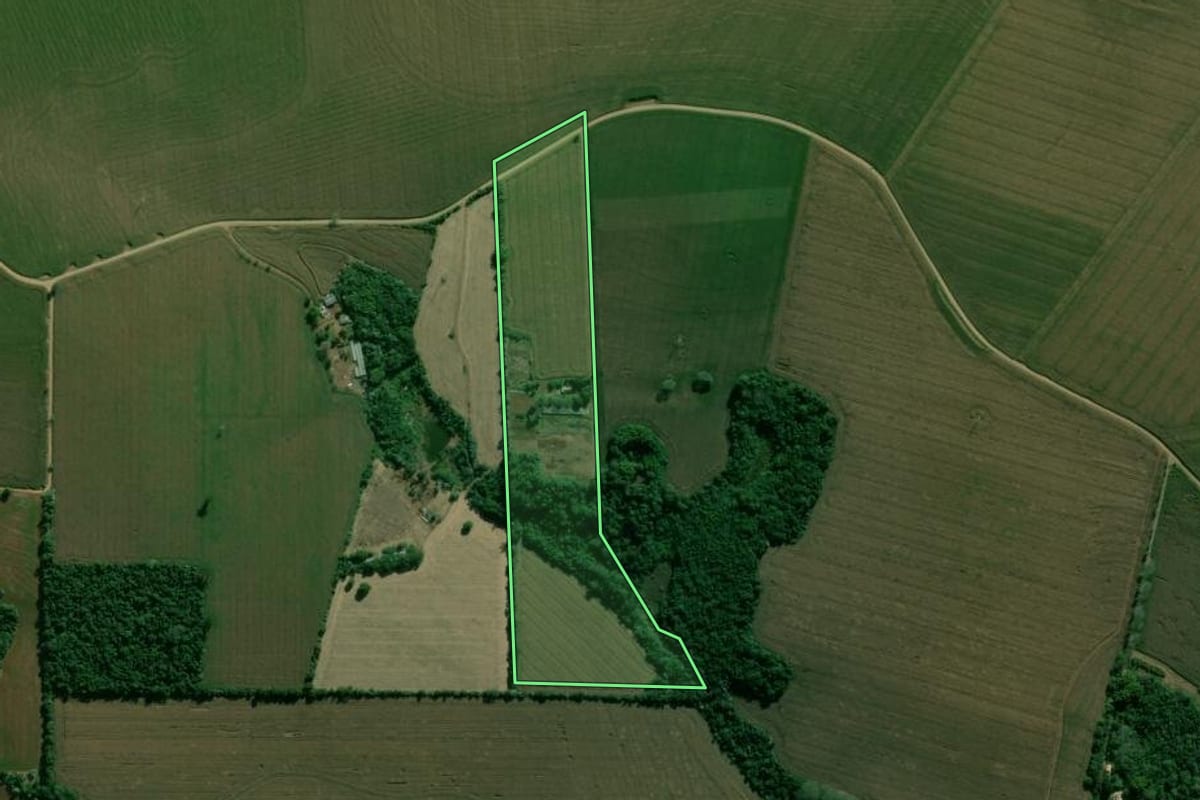 Imagem de satélite do imóvel rural em Apucarana (PR), com o contorno declarado no CAR desenhado por cima.