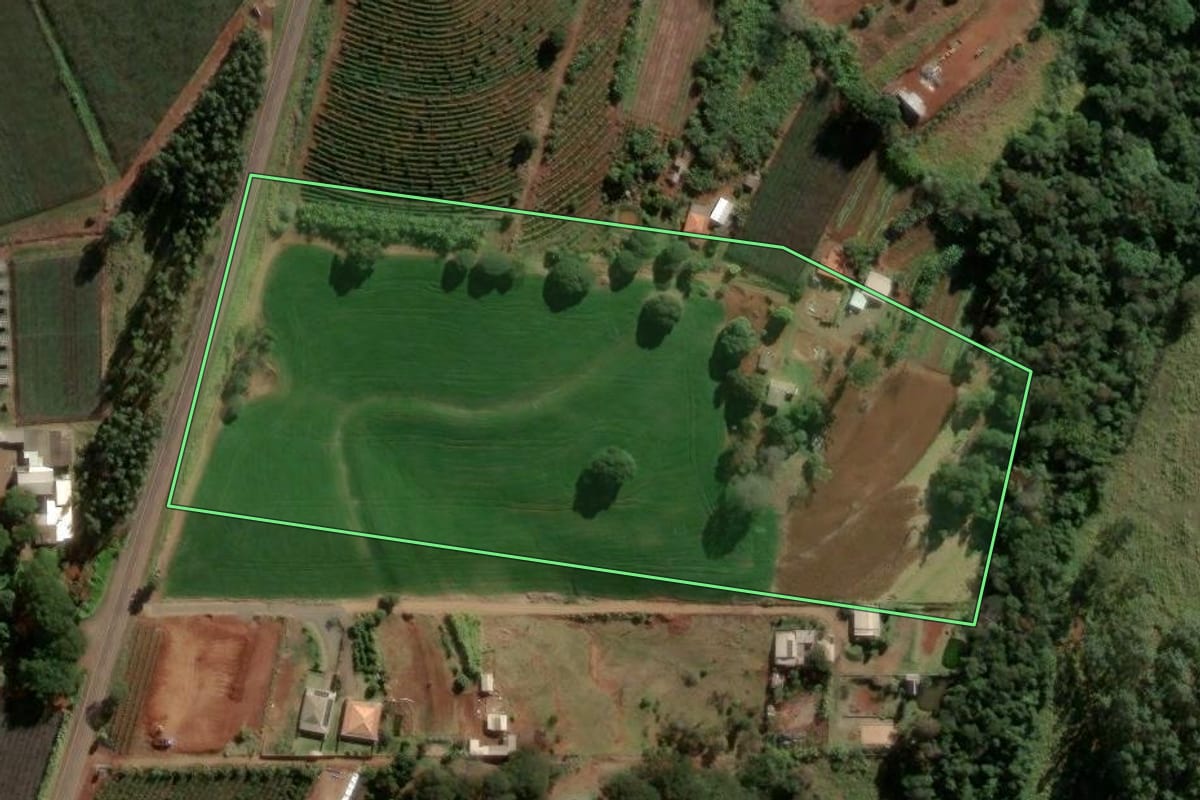 Imagem de satélite do imóvel rural em Apucarana (PR), com o contorno declarado no CAR desenhado por cima.