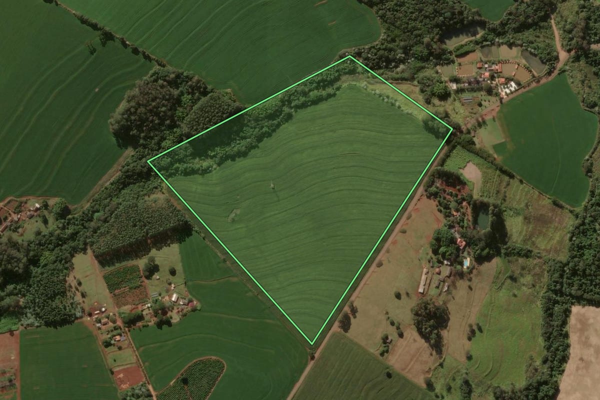 Imagem de satélite do imóvel rural em Arapongas (PR), com o contorno declarado no CAR desenhado por cima.