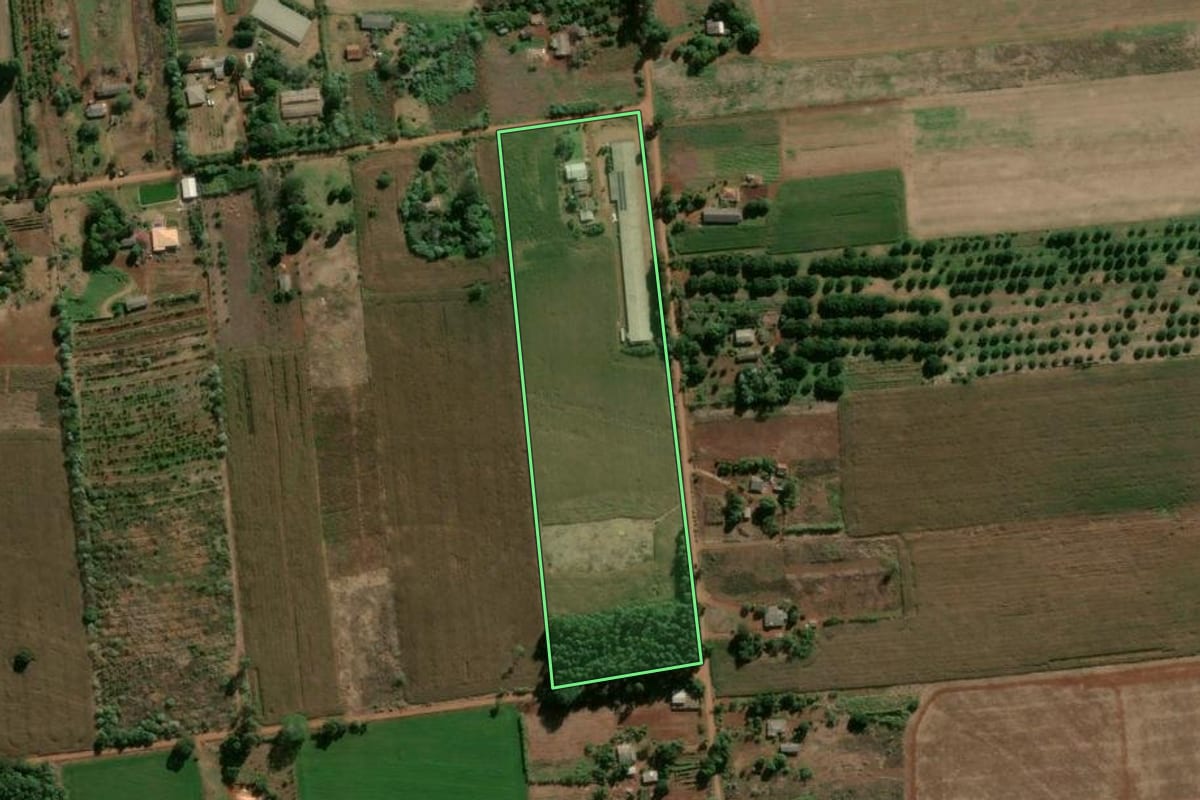Imagem de satélite do imóvel rural em Arapongas (PR), com o contorno declarado no CAR desenhado por cima.