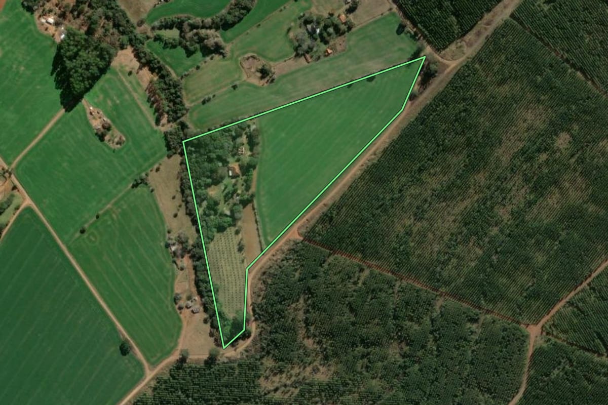 Imagem de satélite do imóvel rural em Arapoti (PR), com o contorno declarado no CAR desenhado por cima.