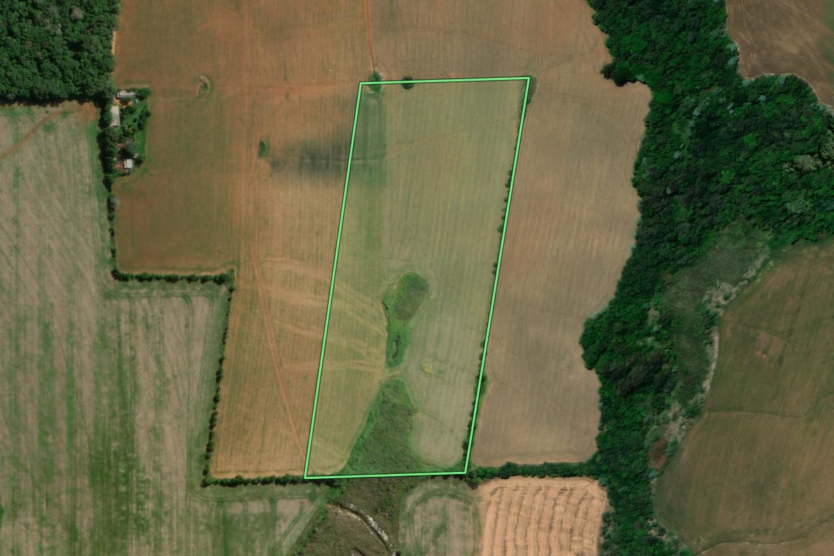 Imagem de satélite do imóvel rural em Arapoti (PR), com o contorno declarado no CAR desenhado por cima.