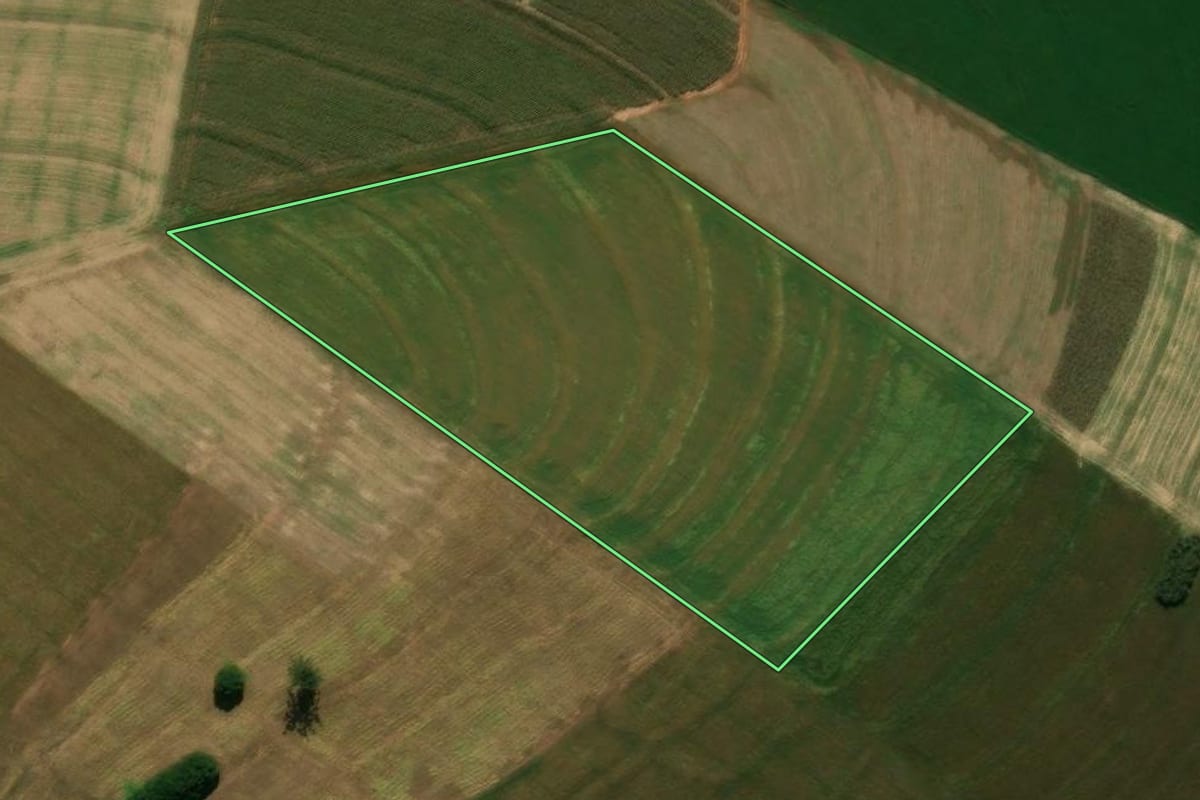 Imagem de satélite do imóvel rural em Araruna (PR), com o contorno declarado no CAR desenhado por cima.