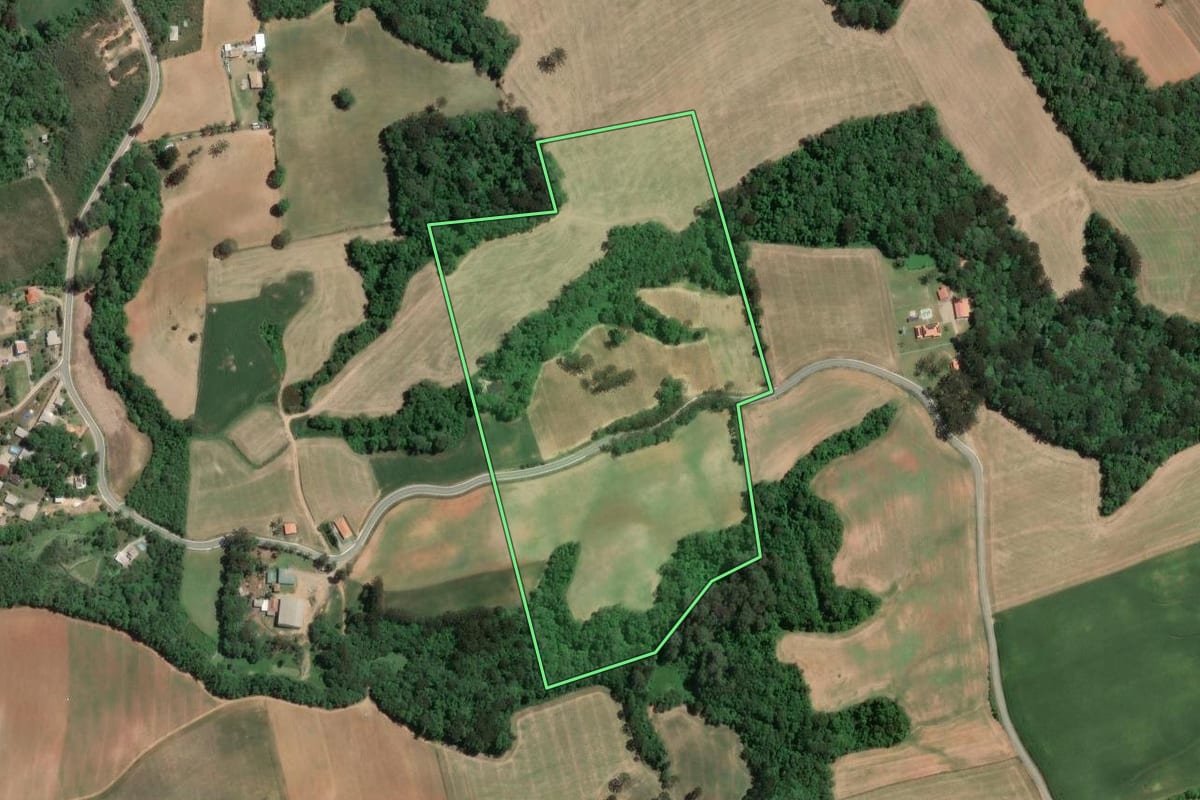 Imagem de satélite do imóvel rural em Araucária (PR), com o contorno declarado no CAR desenhado por cima.